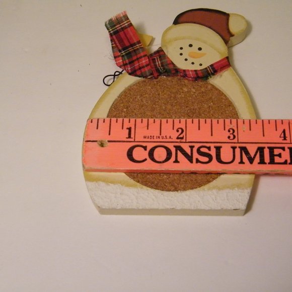 Snowman Coaster Set 7 Piece Wood and Cork Set -Great condition - Picture 4 of 8
